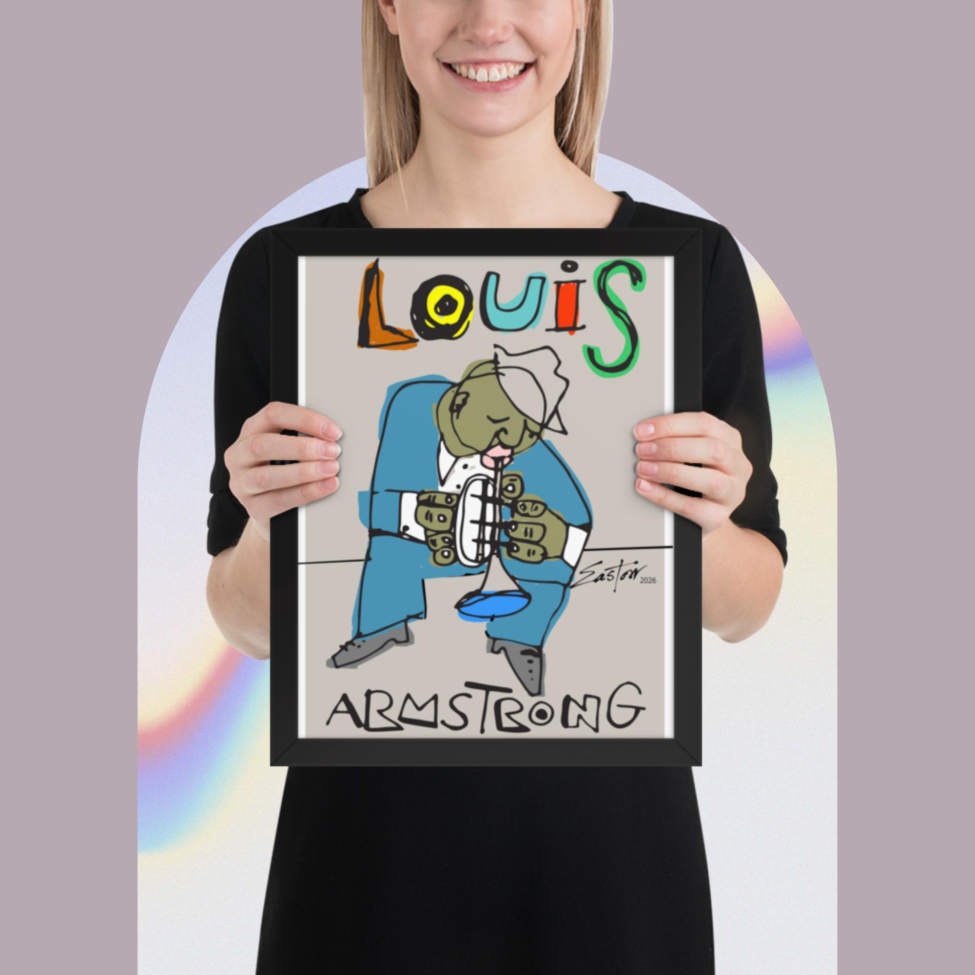 Easton Davy Satchmo Louis Armstrong Jazz Legend | Original Mixed Media Watercolor Art Print - Image 12