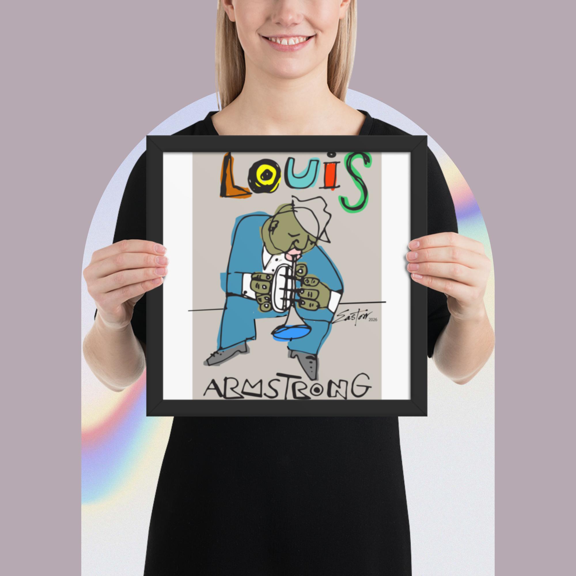 Easton Davy Satchmo Louis Armstrong Jazz Legend | Original Mixed Media Watercolor Art Print - Image 8