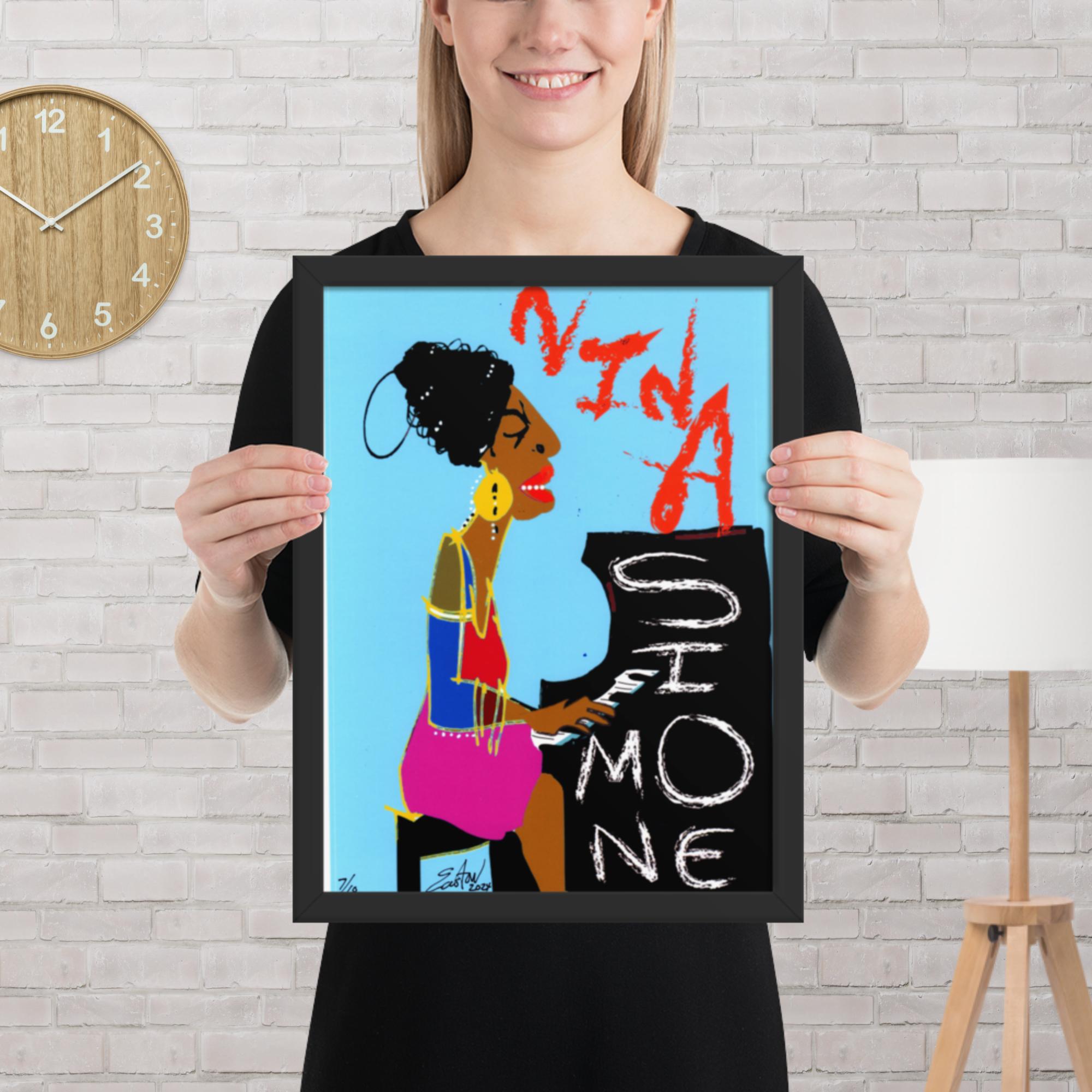 Easton Davy Nina Simone Soul Queen | Original Mixed Media Watercolor Art Print - Image 3