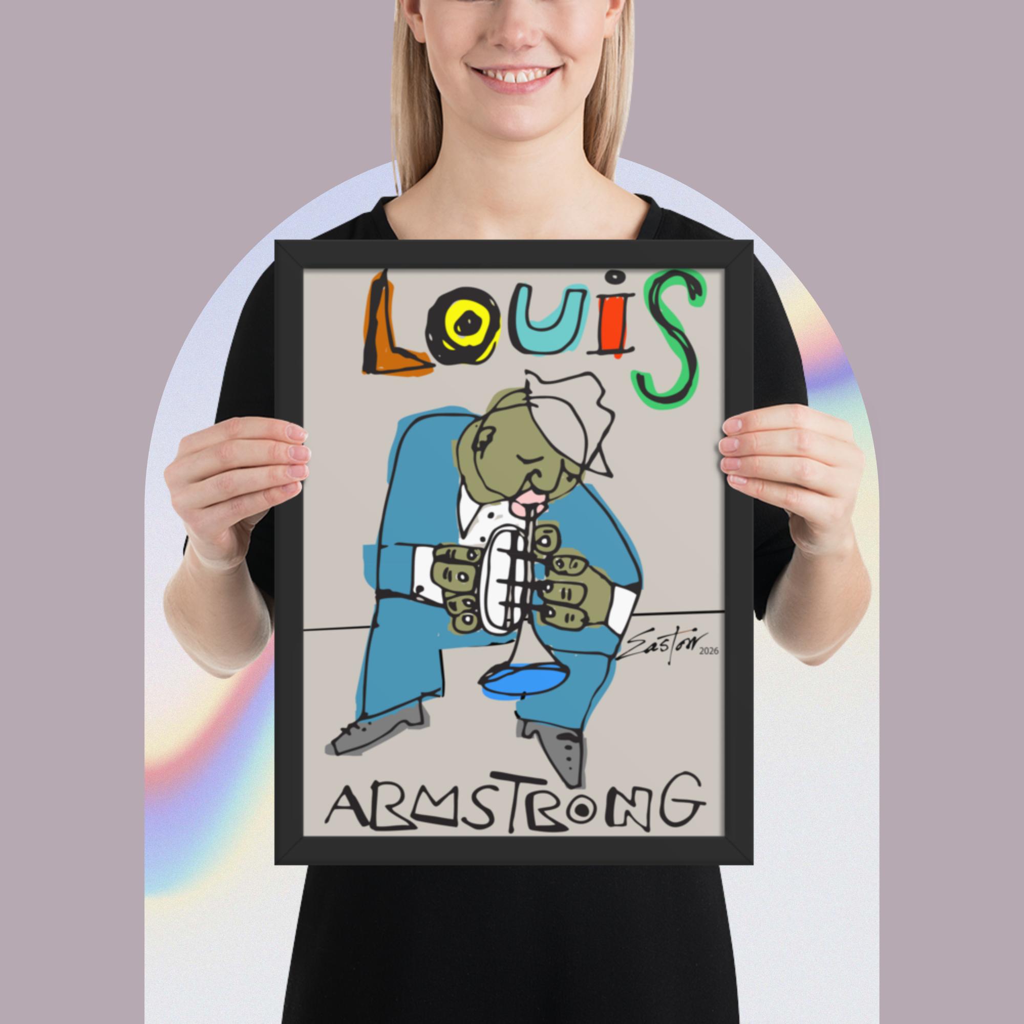 Easton Davy Satchmo Louis Armstrong Jazz Legend | Original Mixed Media Watercolor Art Print - Image 3
