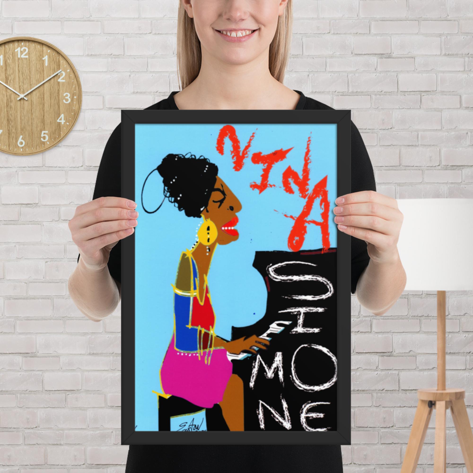 Easton Davy Nina Simone Soul Queen | Original Mixed Media Watercolor Art Print - Image 4