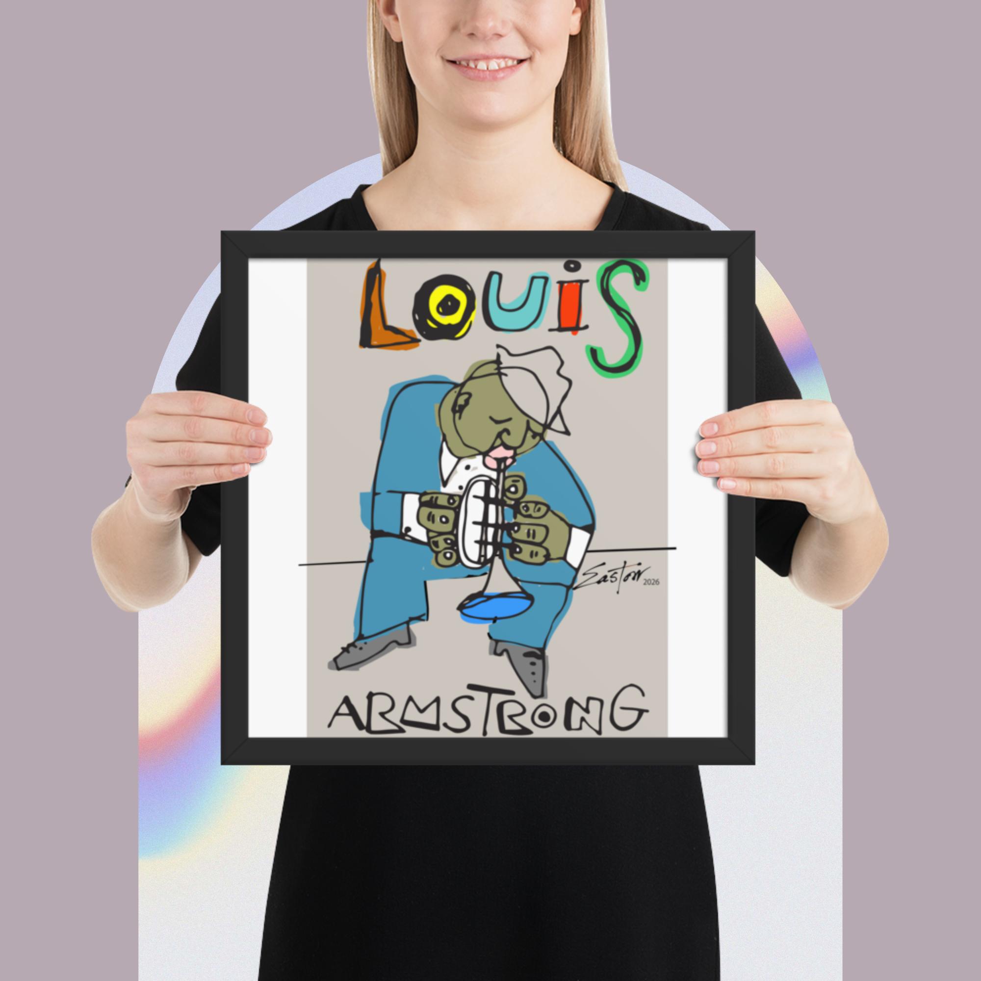 Easton Davy Satchmo Louis Armstrong Jazz Legend | Original Mixed Media Watercolor Art Print - Image 9