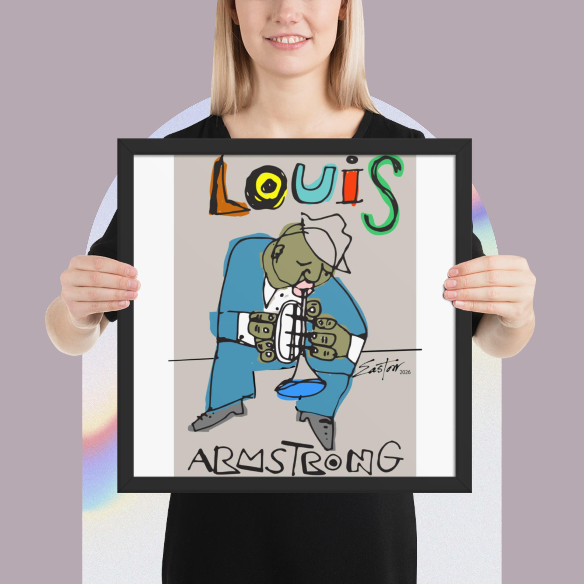 Easton Davy Satchmo Louis Armstrong Jazz Legend | Original Mixed Media Watercolor Art Print - Image 10
