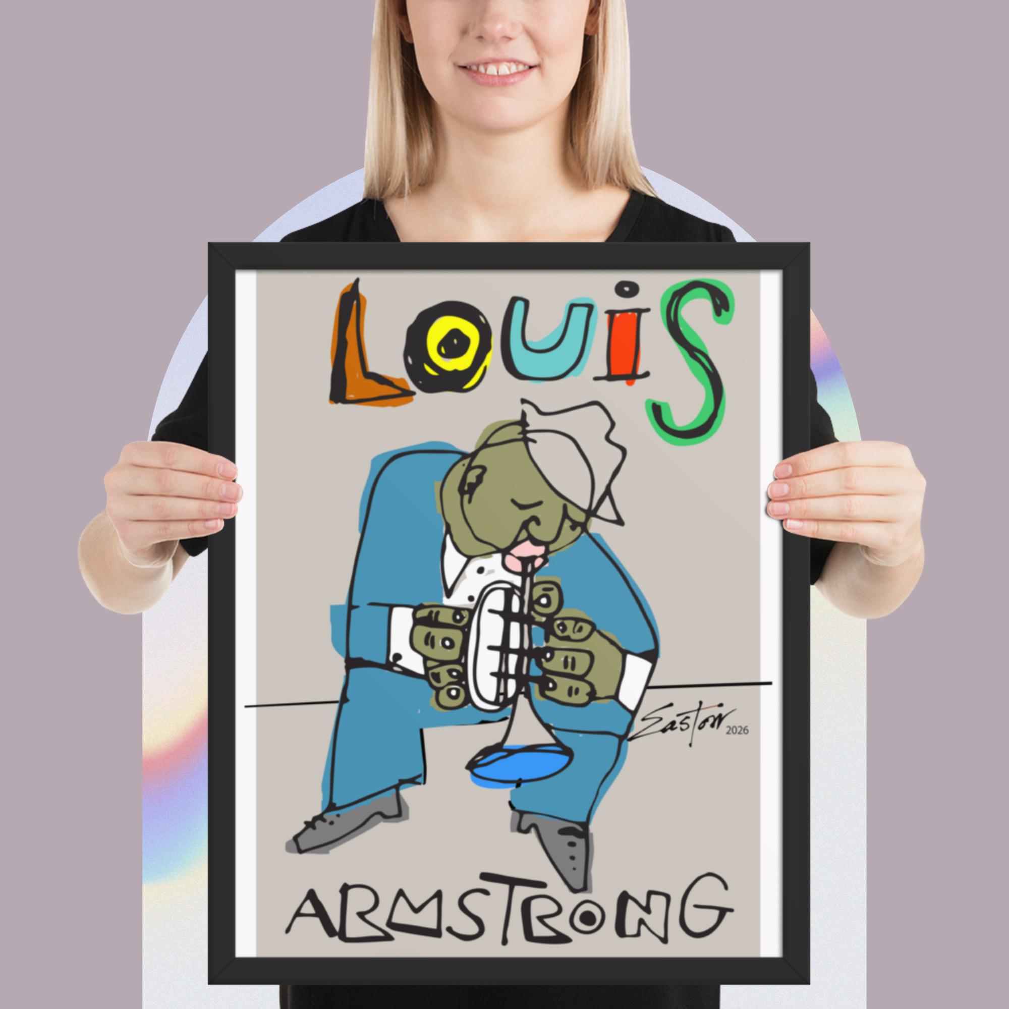Easton Davy Satchmo Louis Armstrong Jazz Legend | Original Mixed Media Watercolor Art Print - Image 5