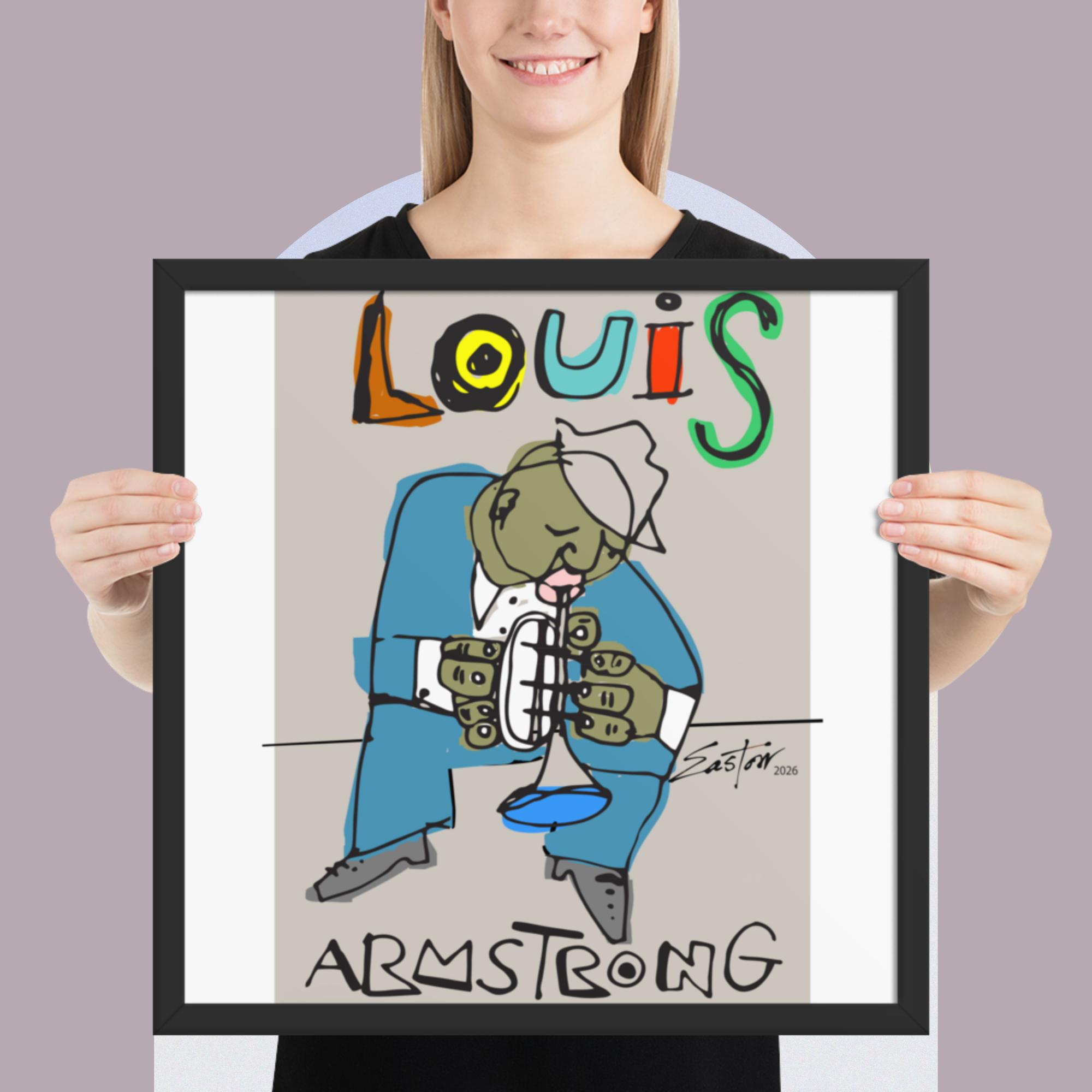 Easton Davy Satchmo Louis Armstrong Jazz Legend | Original Mixed Media Watercolor Art Print - Image 11