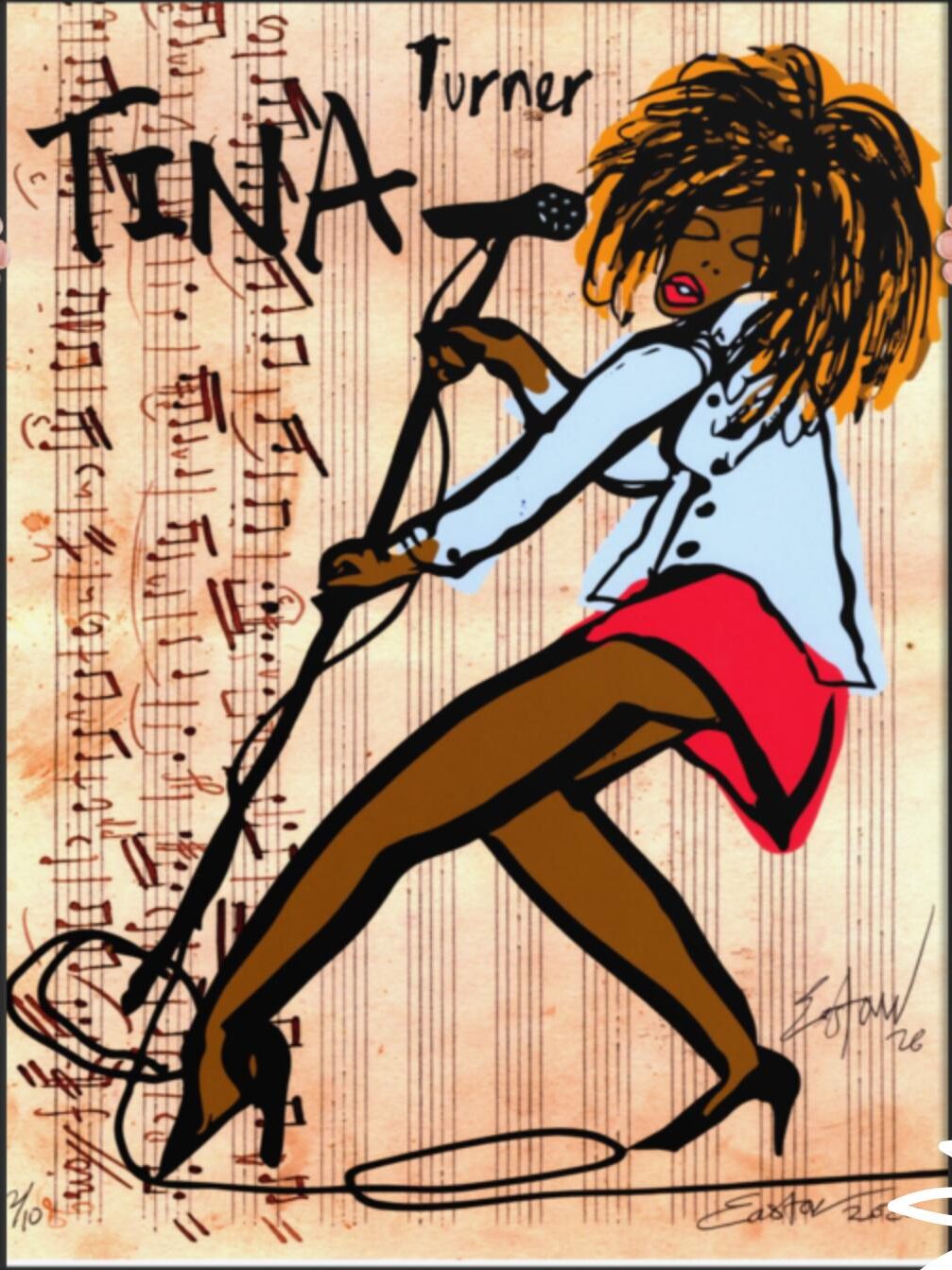 Easton Davy Tina Turner Soul & Blues Icon | Original Mixed Media Watercolor Art Print