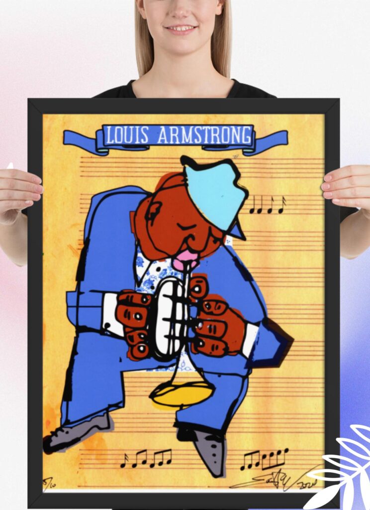 Easton Davy Louis Armstrong West End Blues | Original Mixed Media Watercolor Art Print — Fine Art Watercolor Painting by Artist Easton Davy