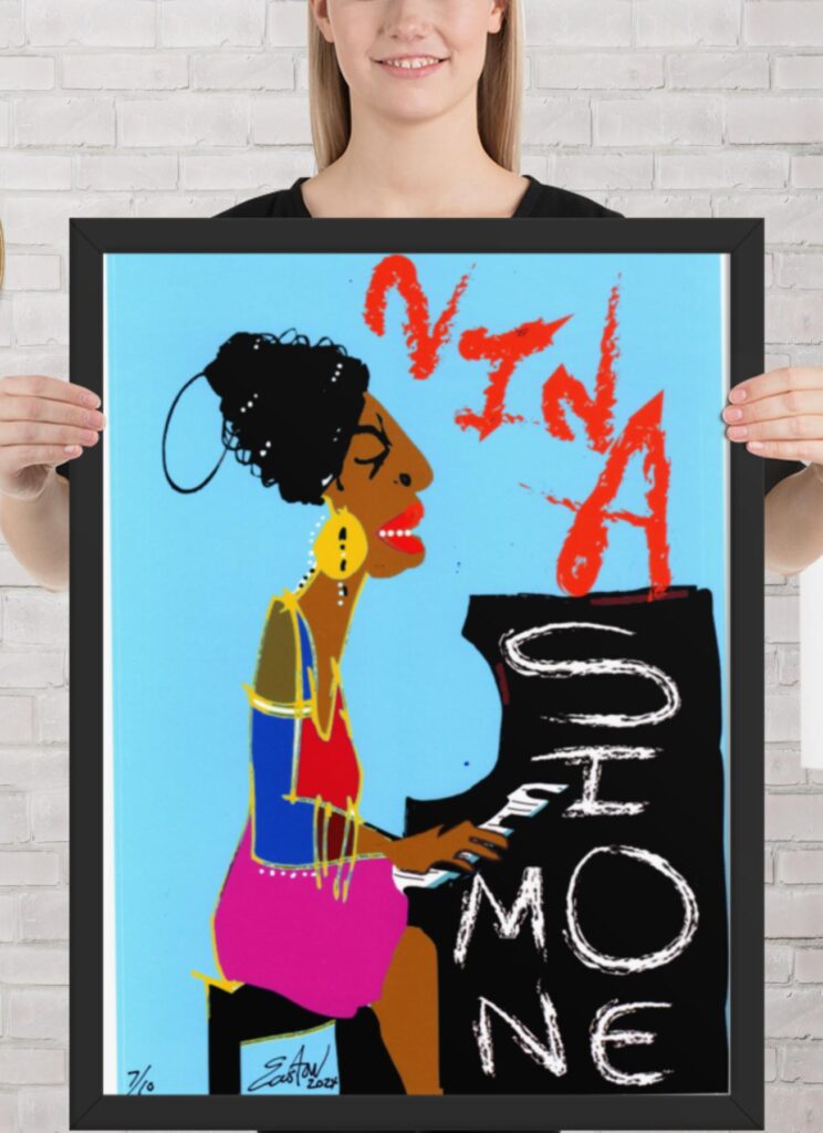Easton Davy Nina Simone Soul Queen | Original Mixed Media Watercolor Art Print — Fine Art Watercolor Painting by Artist Easton Davy