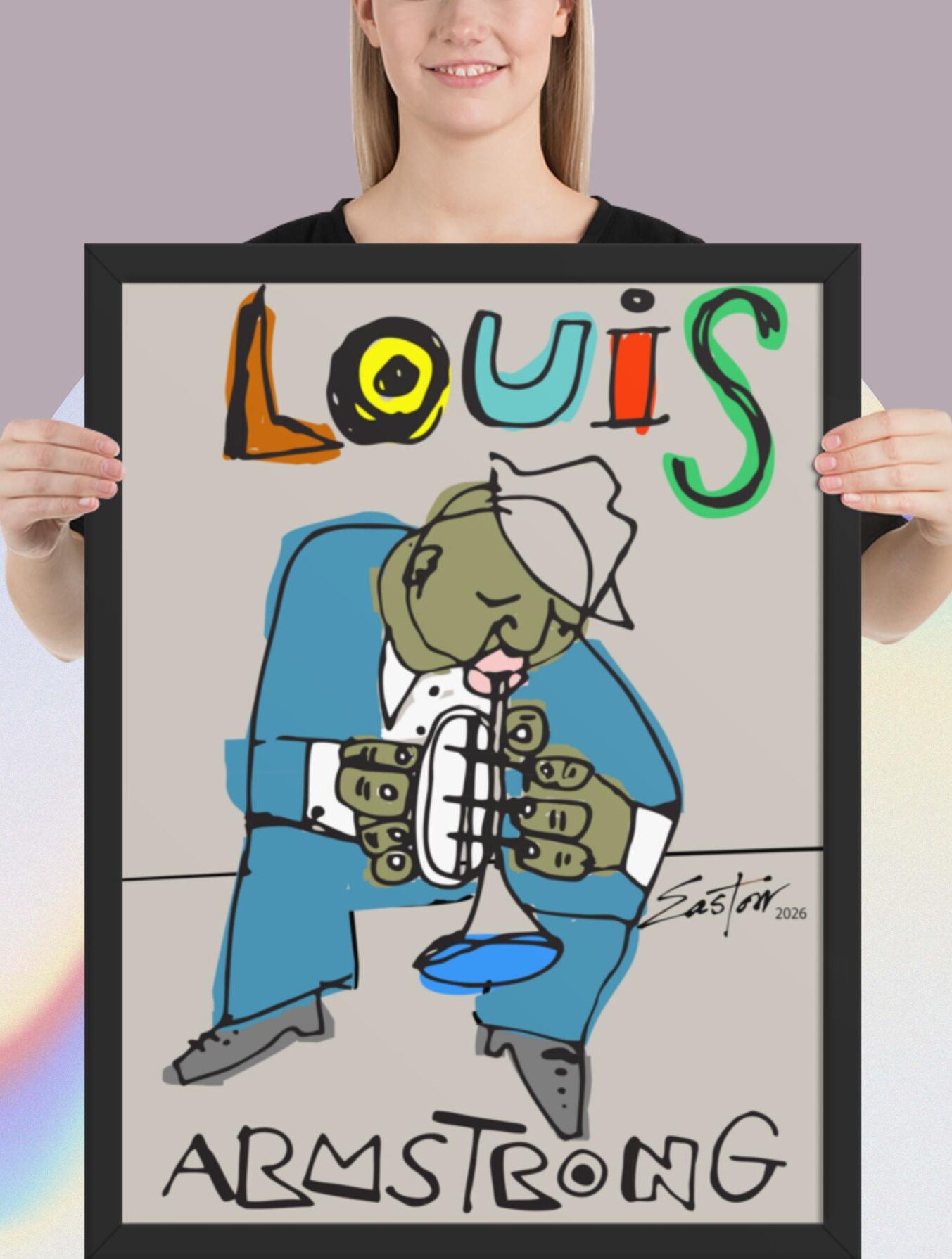 Easton Davy Satchmo Louis Armstrong Jazz Legend | Original Mixed Media Watercolor Art Print