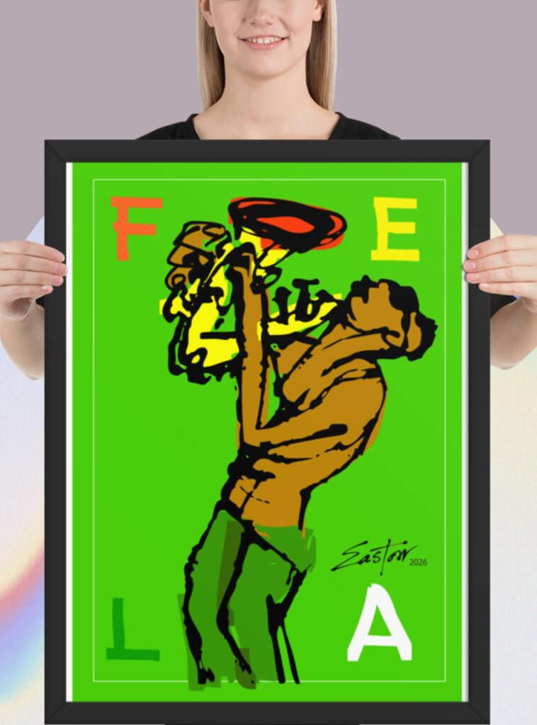 Easton Davy Fela Kuti Afrobeat Pioneer | Original Mixed Media Watercolor Art Print — Fine Art Watercolor Painting by Artist Easton Davy