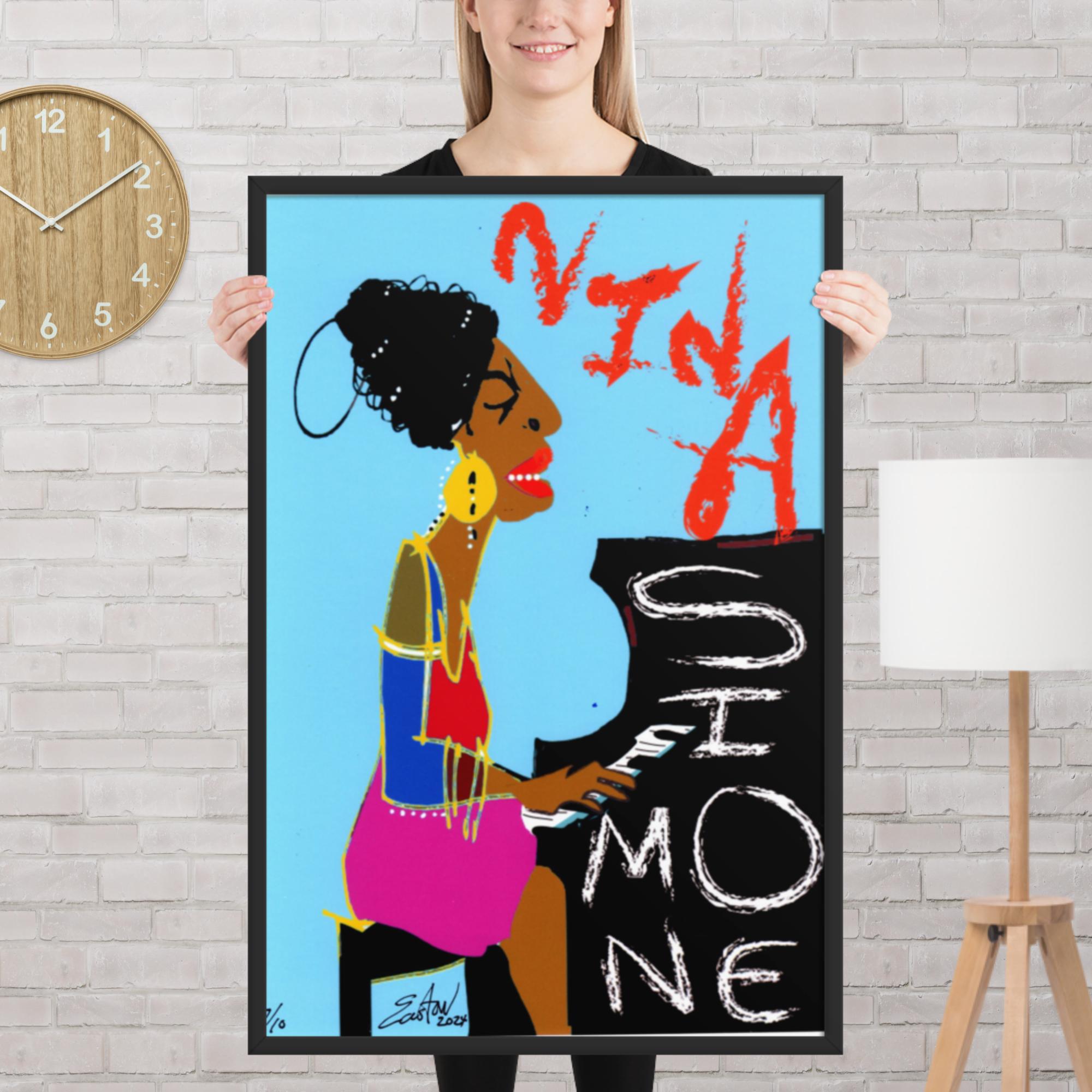 Easton Davy Nina Simone Soul Queen | Original Mixed Media Watercolor Art Print - Image 2