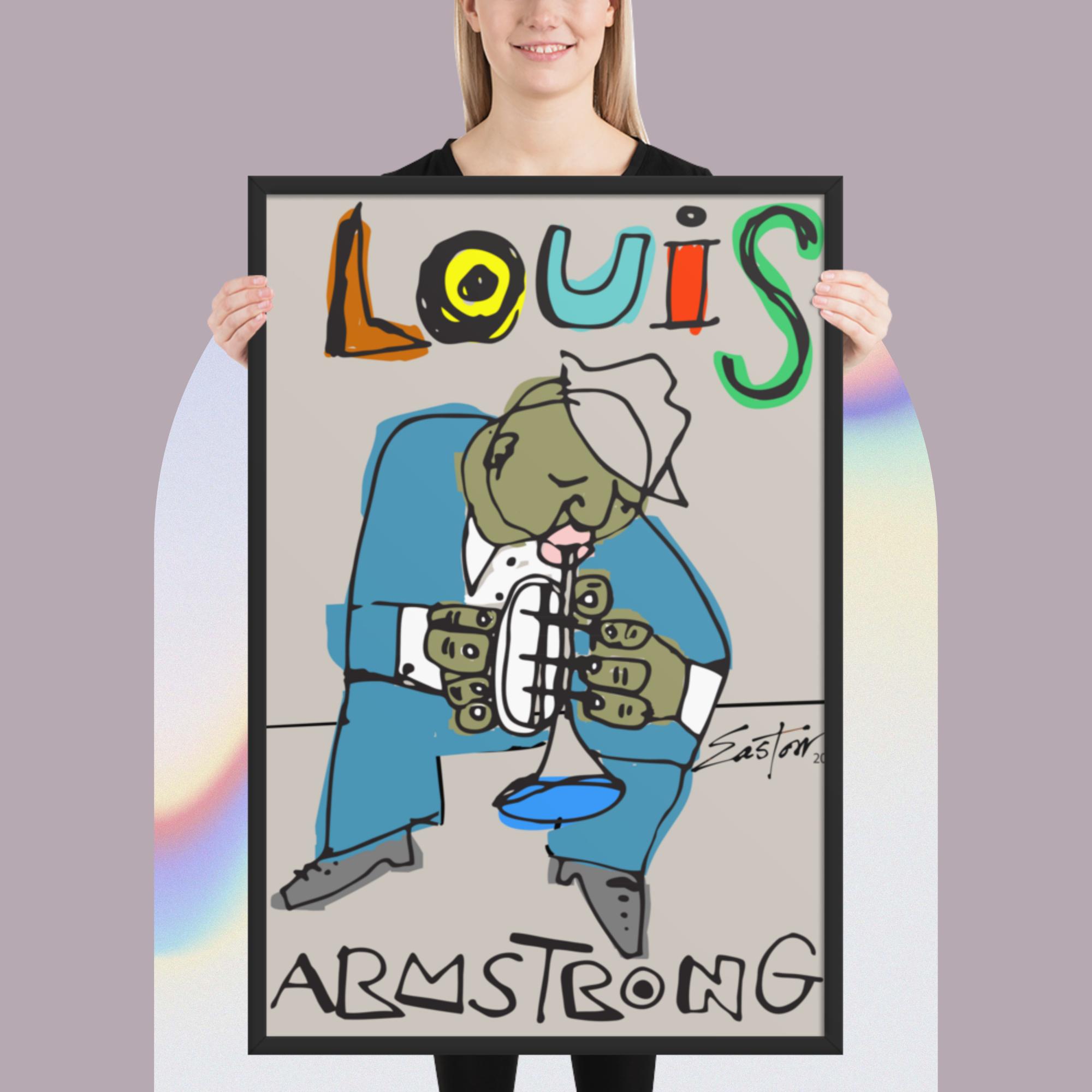 Easton Davy Satchmo Louis Armstrong Jazz Legend | Original Mixed Media Watercolor Art Print - Image 2