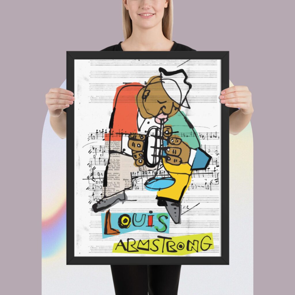 Louis Armstrong #2 Framed Poster — Fine Art Watercolor Painting by Artist Easton Davy