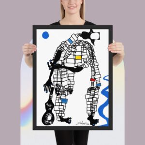 Mondrian Blues Framed Poster